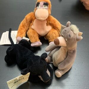 Disney Store Vintage- Jungle Book - Baloo, King Louie, Bagheera 8” mini bean bag